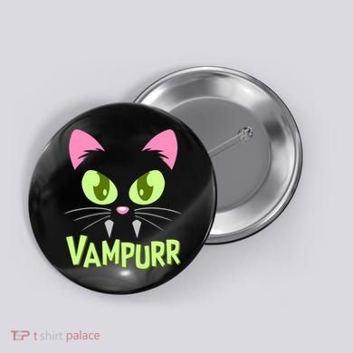 Halloween Vampurr Funny Cat Button
