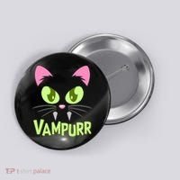Halloween Vampurr Funny Cat Button thumb 0