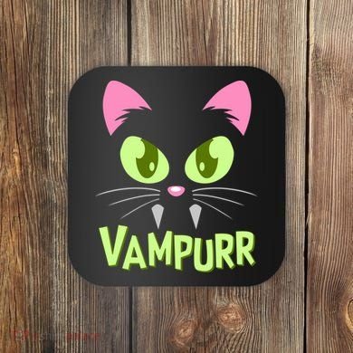 Halloween Vampurr Funny Cat Coaster