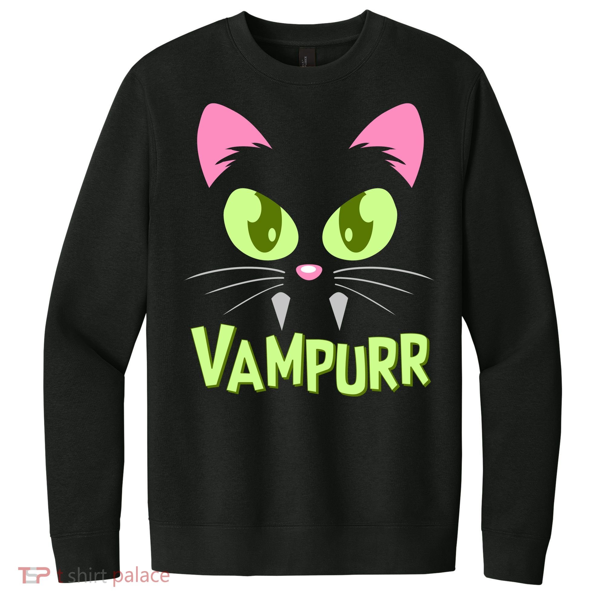 Halloween Vampurr Funny Cat V.I.T. Fleece Crew Sweatshirt