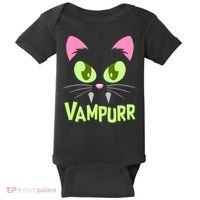 Halloween Vampurr Funny Cat Baby Bodysuit thumb 0