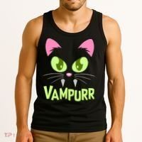 Halloween Vampurr Funny Cat Tank Top thumb 3