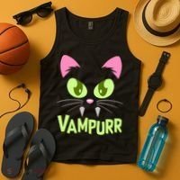 Halloween Vampurr Funny Cat Tank Top thumb 4
