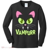 Halloween Vampurr Funny Cat Kids Long Sleeve Shirt thumb 0