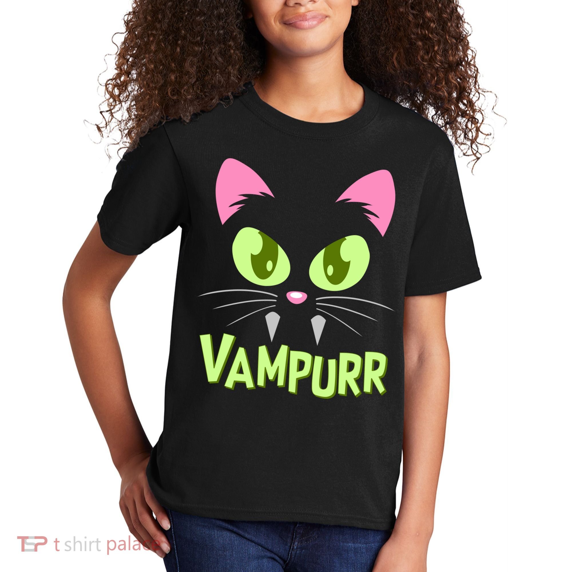 Halloween Vampurr Funny Cat Kids T-Shirt