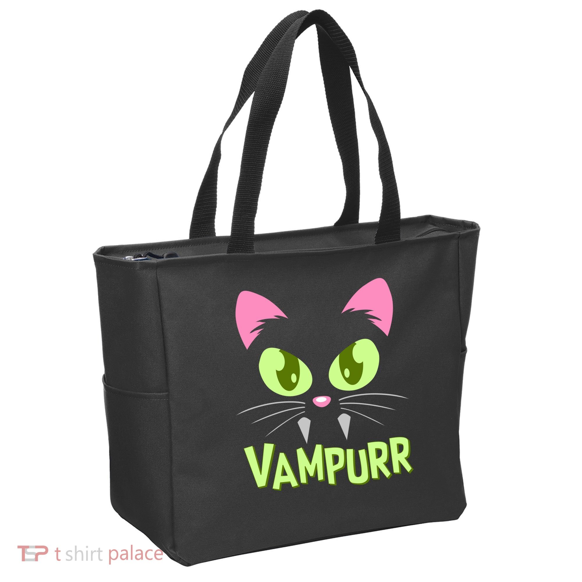 Halloween Vampurr Funny Cat Tote Bag
