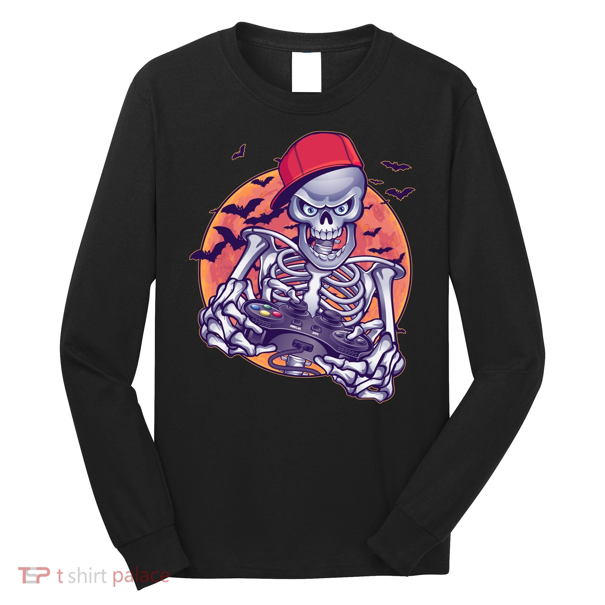 Halloween Video Gamer Skeleton Long Sleeve Shirt