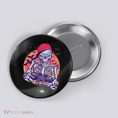 Halloween Video Gamer Skeleton Button