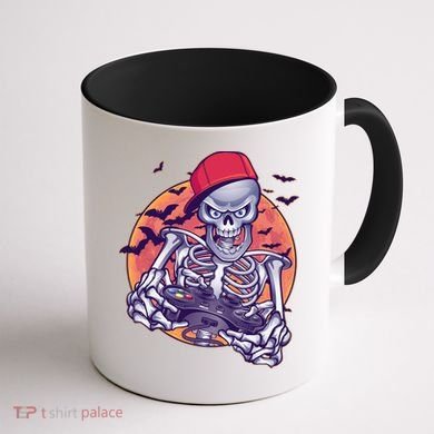 Halloween Video Gamer Skeleton Coffee Mug back