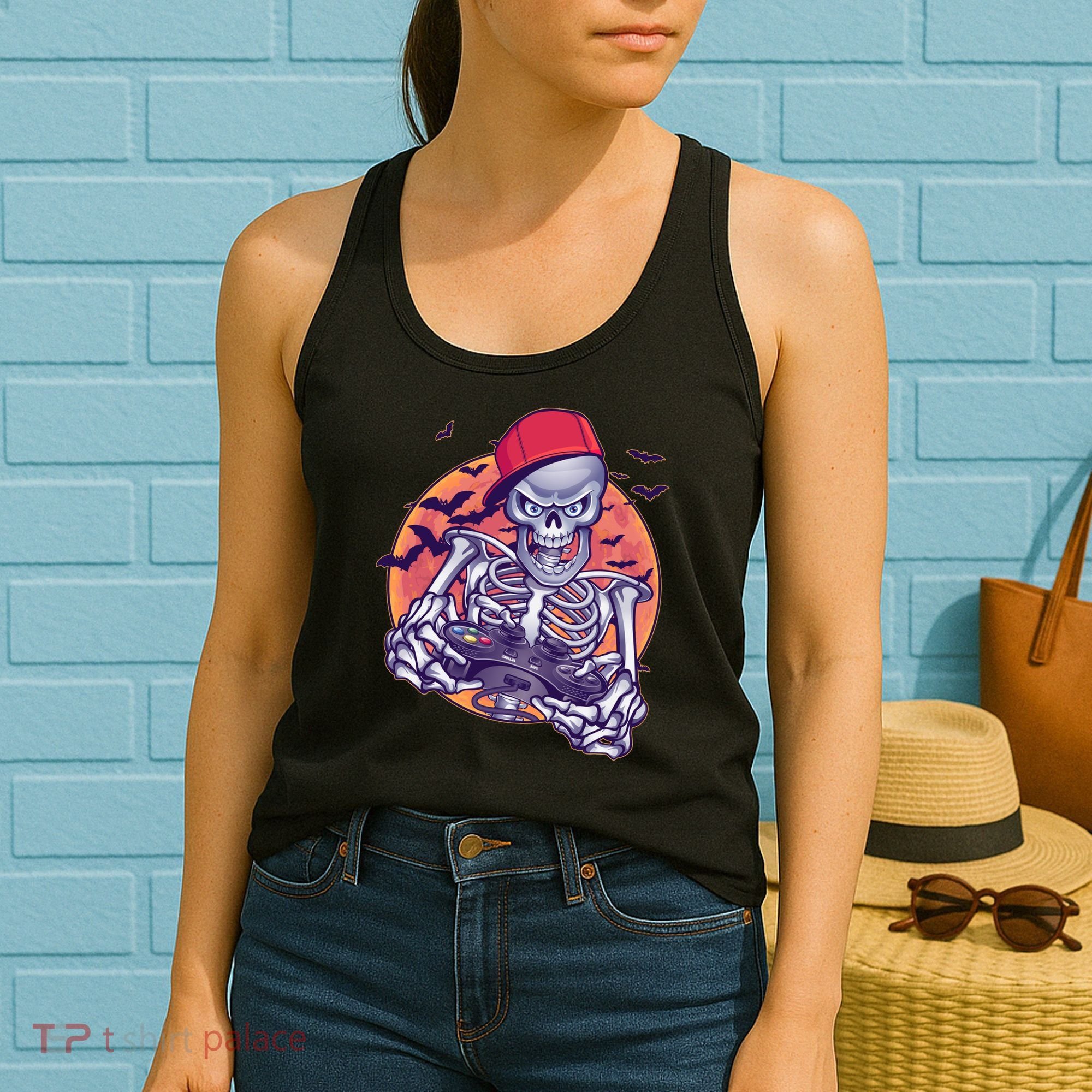 Halloween Video Gamer Skeleton Women's Tank Top