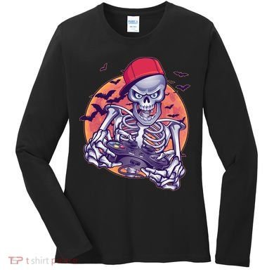 Halloween Video Gamer Skeleton Women's Long Sleeve Shirt