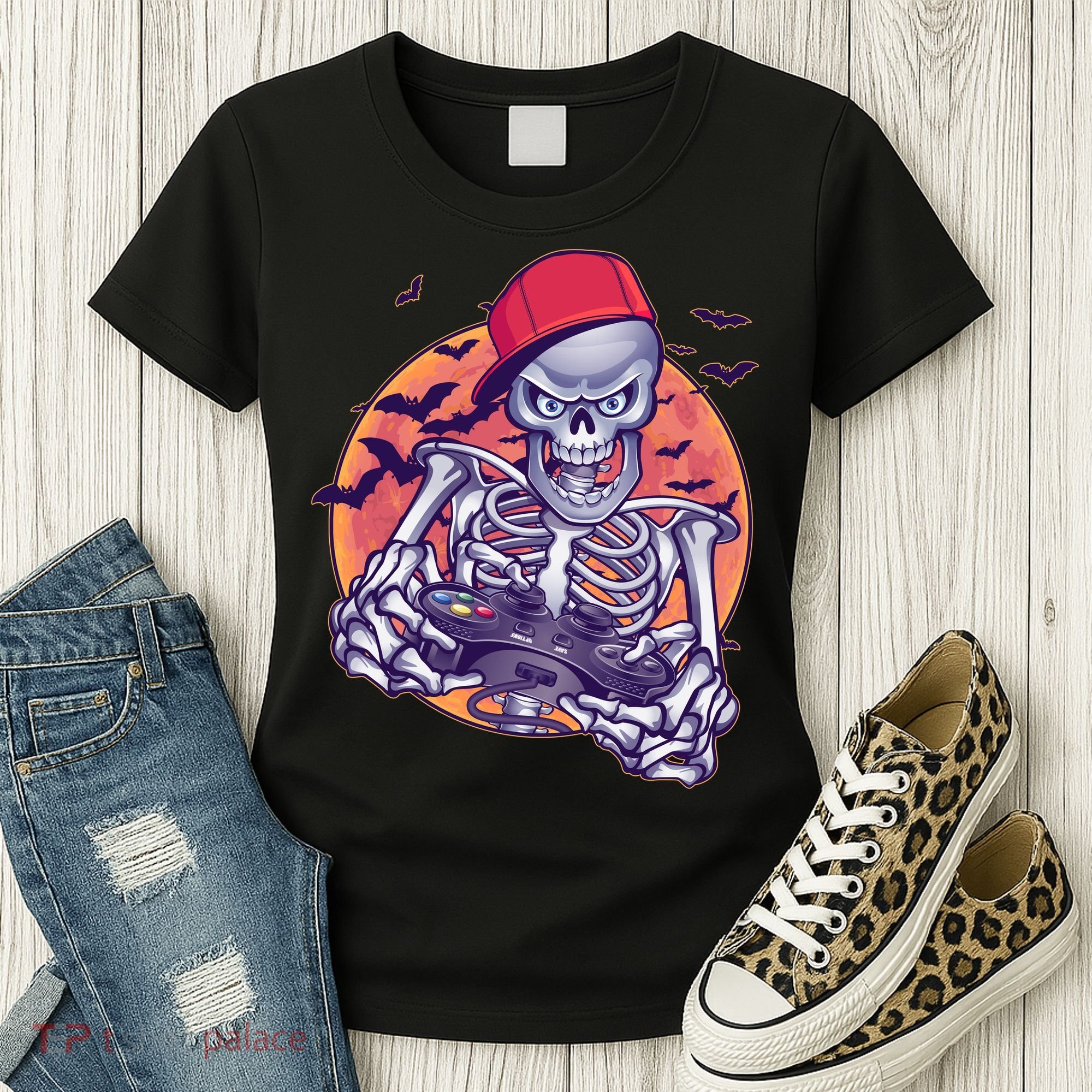 Halloween Video Gamer Skeleton Women's T-Shirt