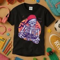 Halloween Video Gamer Skeleton Kids T-Shirt thumb 3