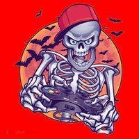 Halloween Video Gamer Skeleton Santa Hat thumb 1