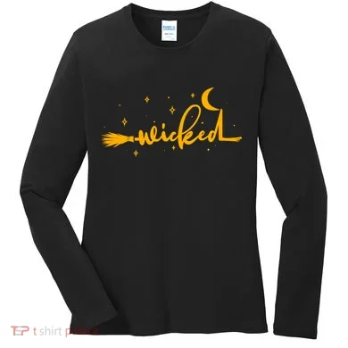 Halloween Wicked Witch Broom Women's Long Sleeve Shirt