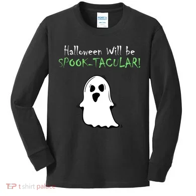 Halloween Will Be Spooktacular Ghost Kids Long Sleeve Shirt