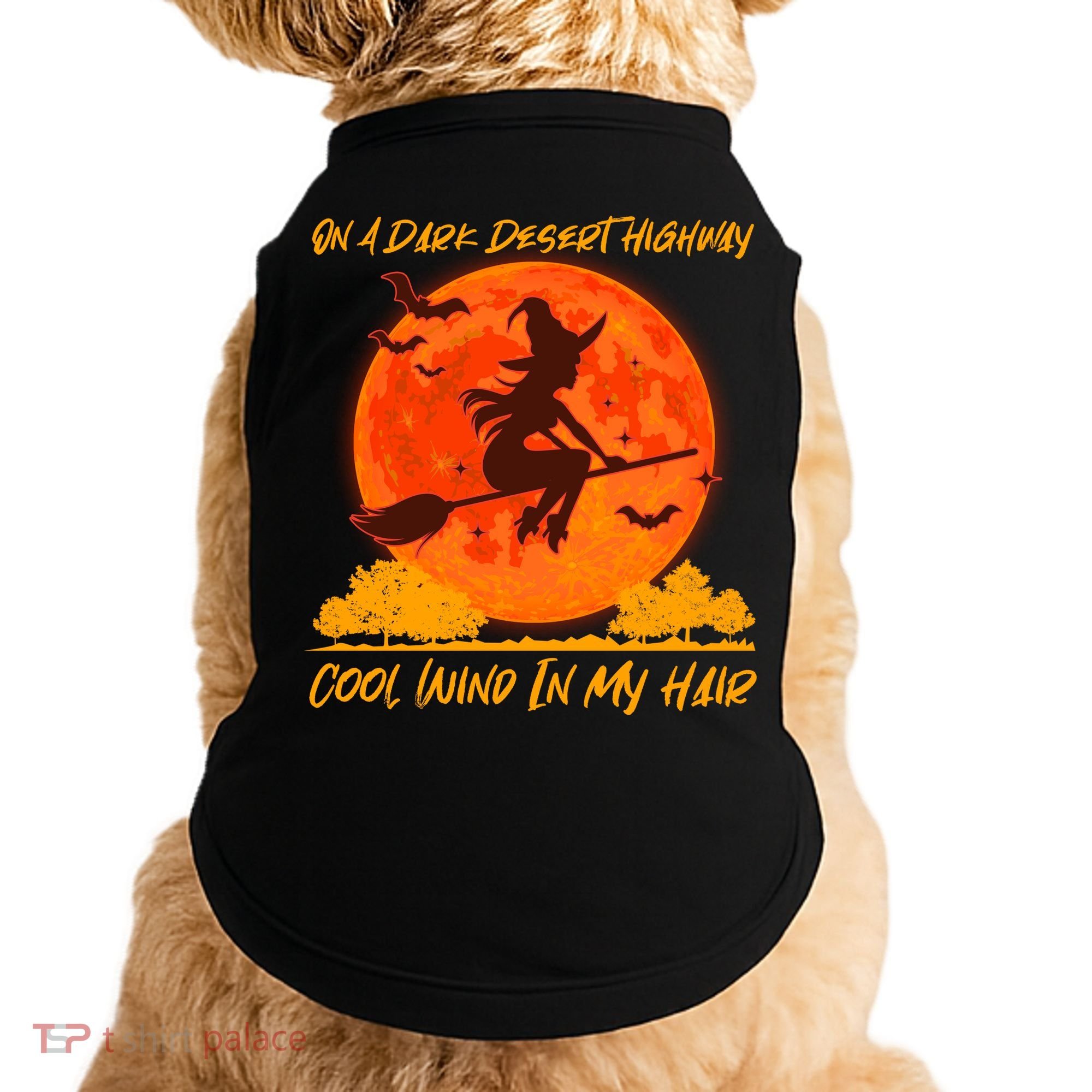 Halloween Witch On A Dark Desert Highway Doggie Tank