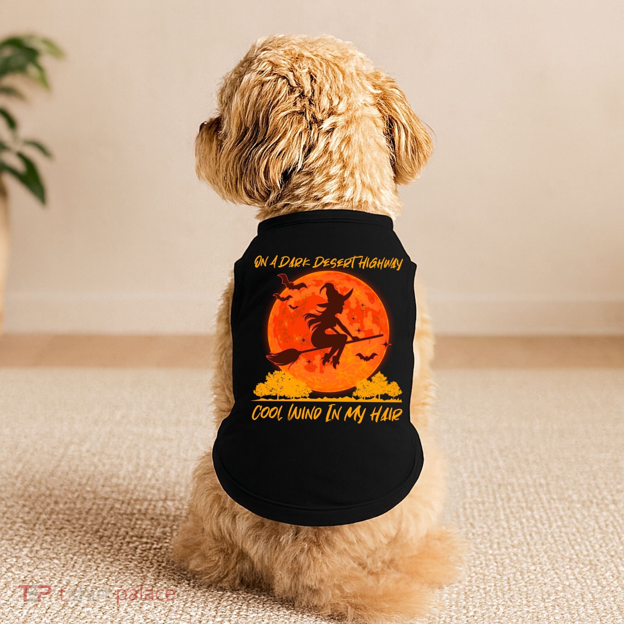 Halloween Witch On A Dark Desert Highway Doggie Tank
