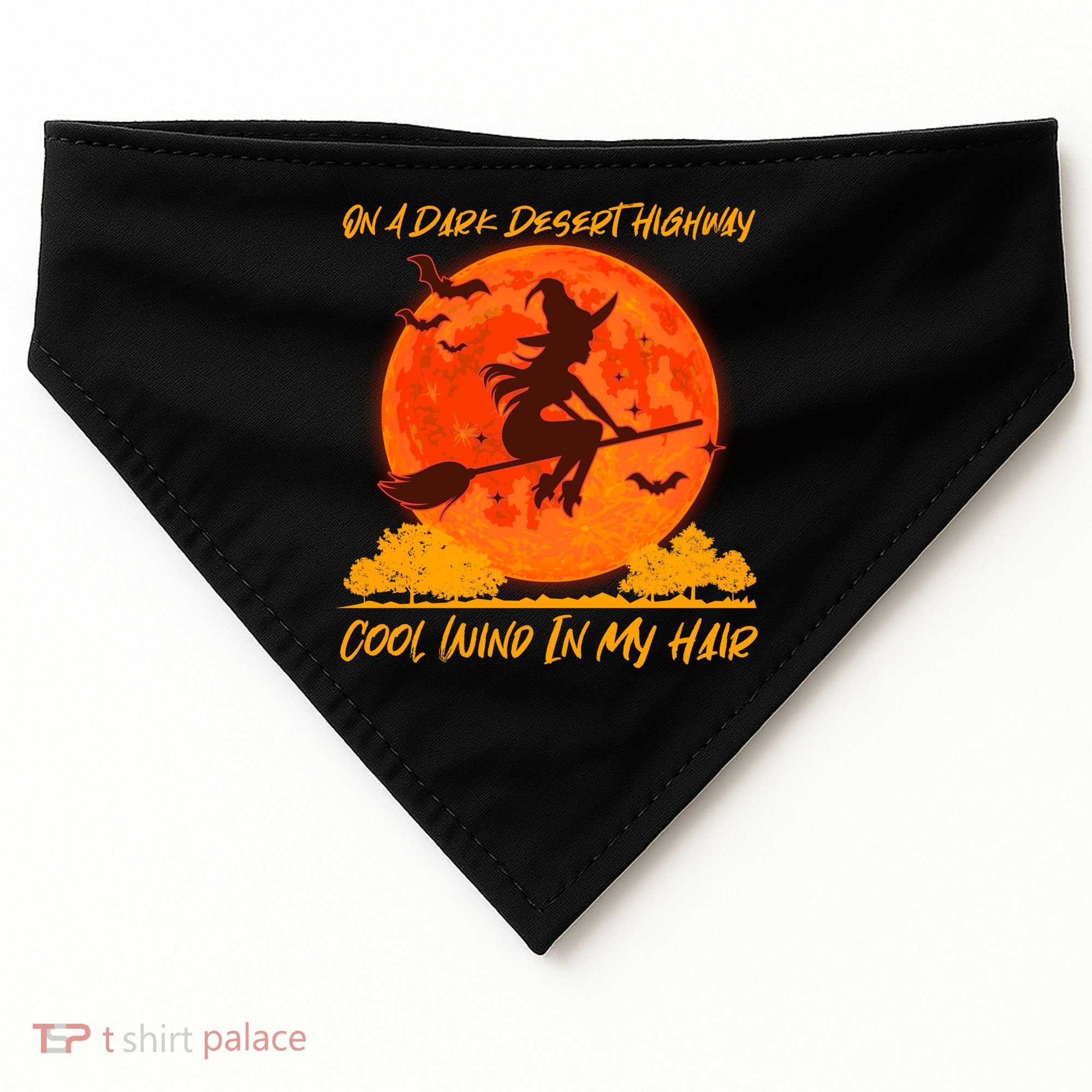 Halloween Witch On A Dark Desert Highway USA-Made Doggie Bandana