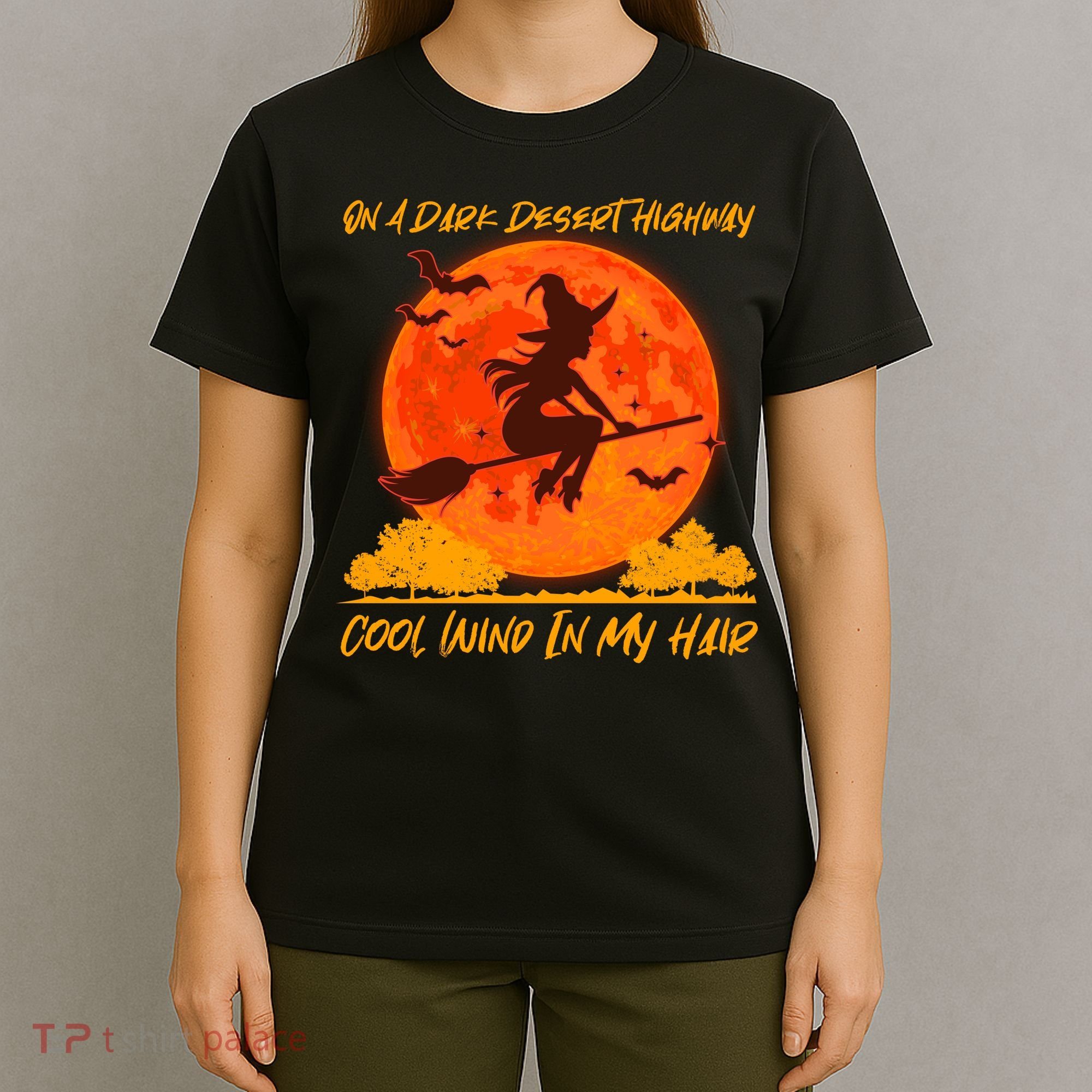 Halloween Witch On A Dark Desert Highway T-Shirt