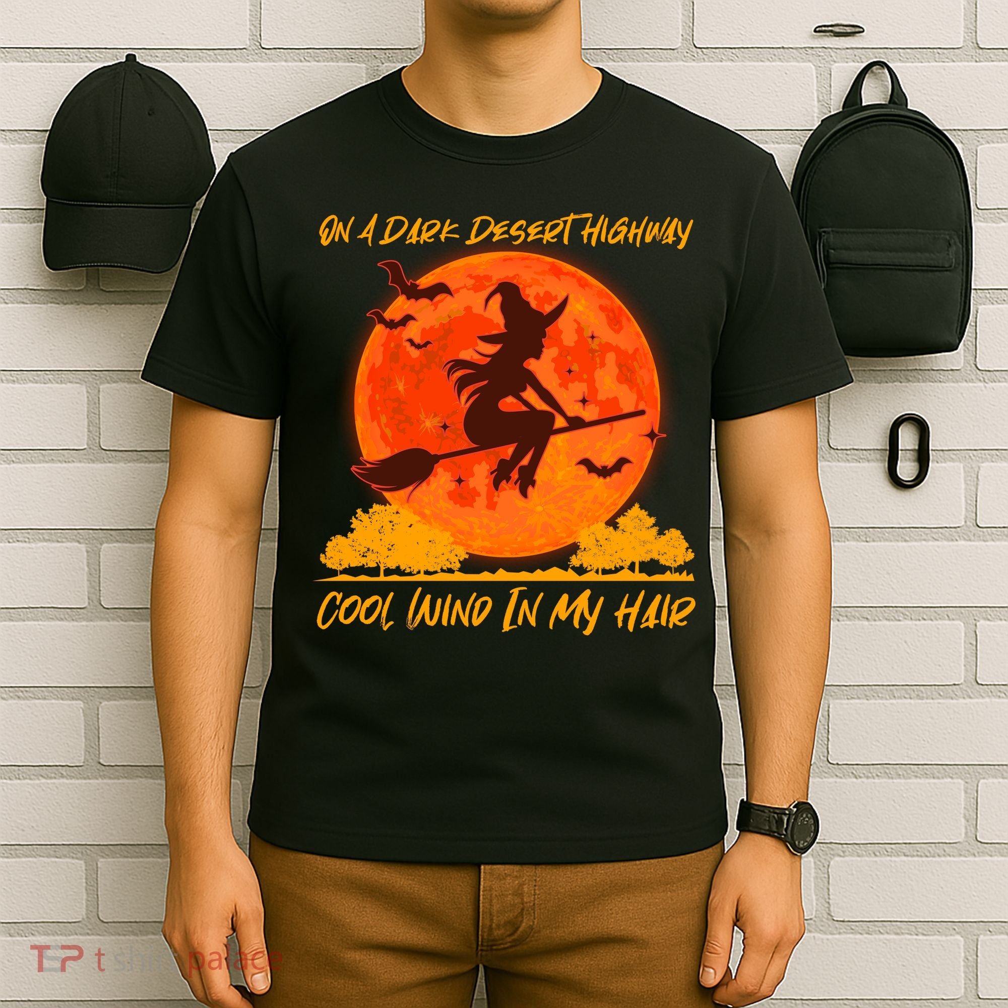 Halloween Witch On A Dark Desert Highway T-Shirt