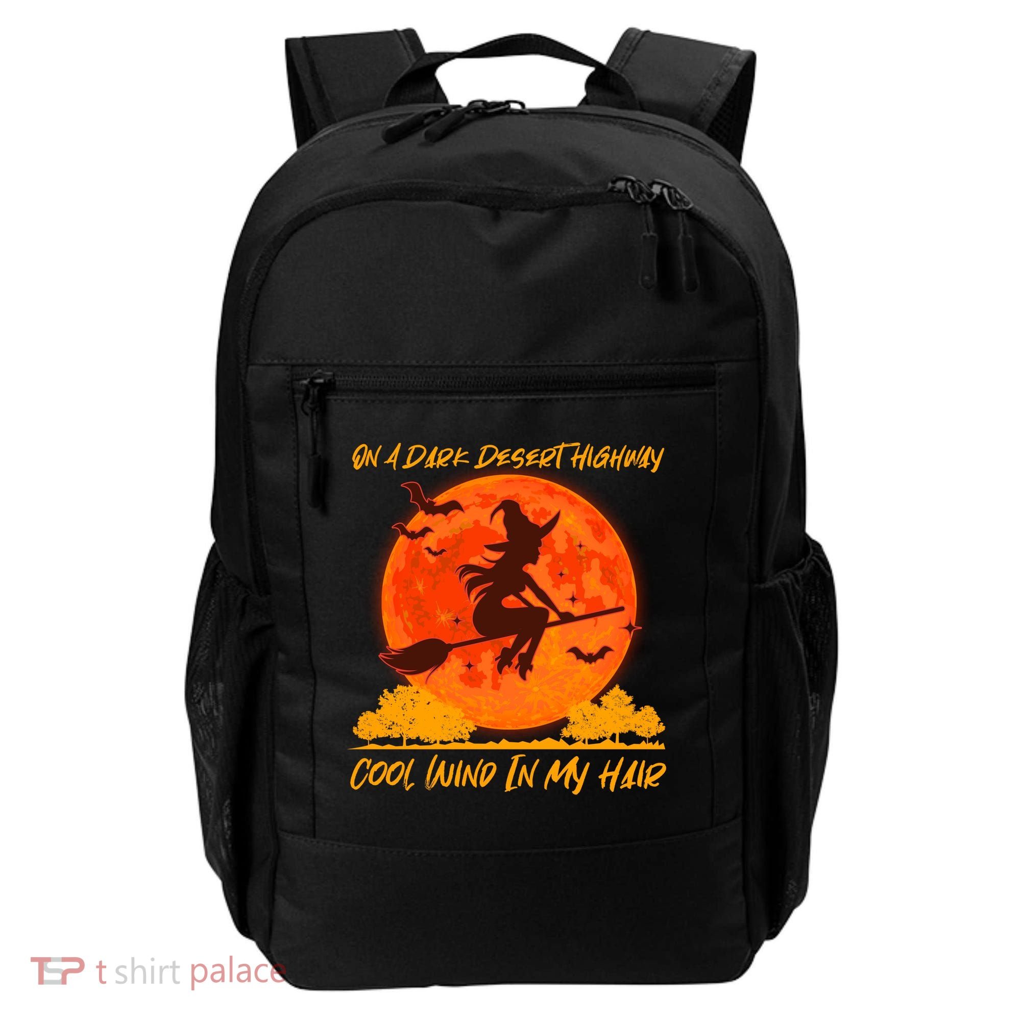 Halloween Witch On A Dark Desert Highway Backpack