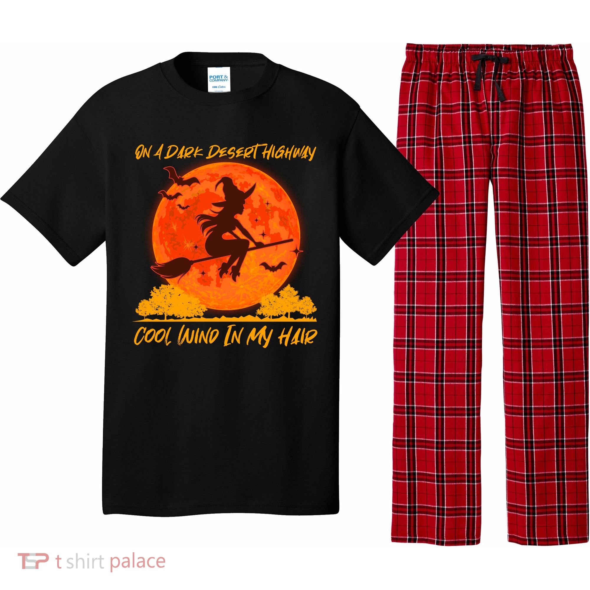 Halloween Witch On A Dark Desert Highway Pajama Set