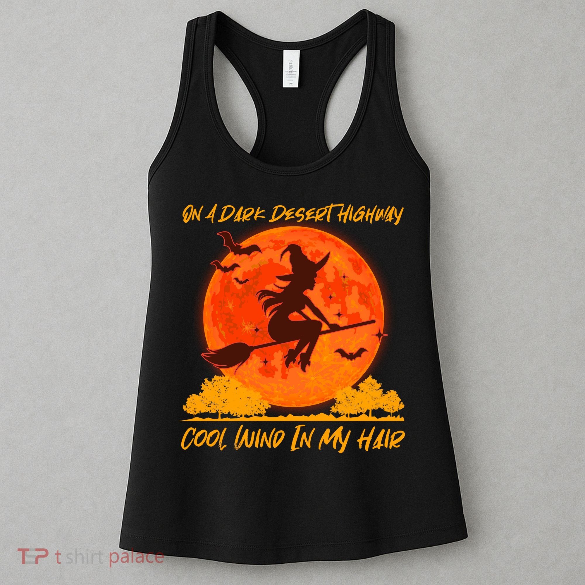 Halloween Witch On A Dark Desert Highway Women's Tank Top