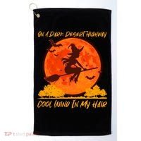 Halloween Witch On A Dark Desert Highway Golf Towel thumb 0