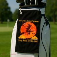 Halloween Witch On A Dark Desert Highway Golf Towel thumb 2
