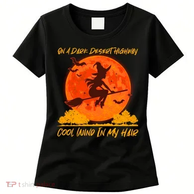 Halloween Witch On A Dark Desert Highway Women's T-Shirt