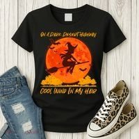 Halloween Witch On A Dark Desert Highway Women's T-Shirt thumb 3
