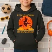 Halloween Witch On A Dark Desert Highway Kids Hoodie thumb 2
