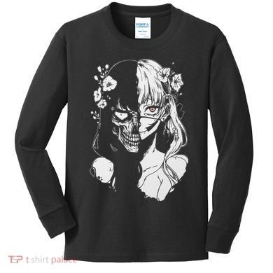 Horror Anime Manga Harajuku Gothic Grunge Aesthetic Kids Long Sleeve Shirt