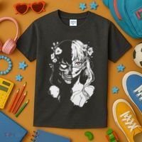 Horror Anime Manga Harajuku Gothic Grunge Aesthetic Kids T-Shirt thumb 3