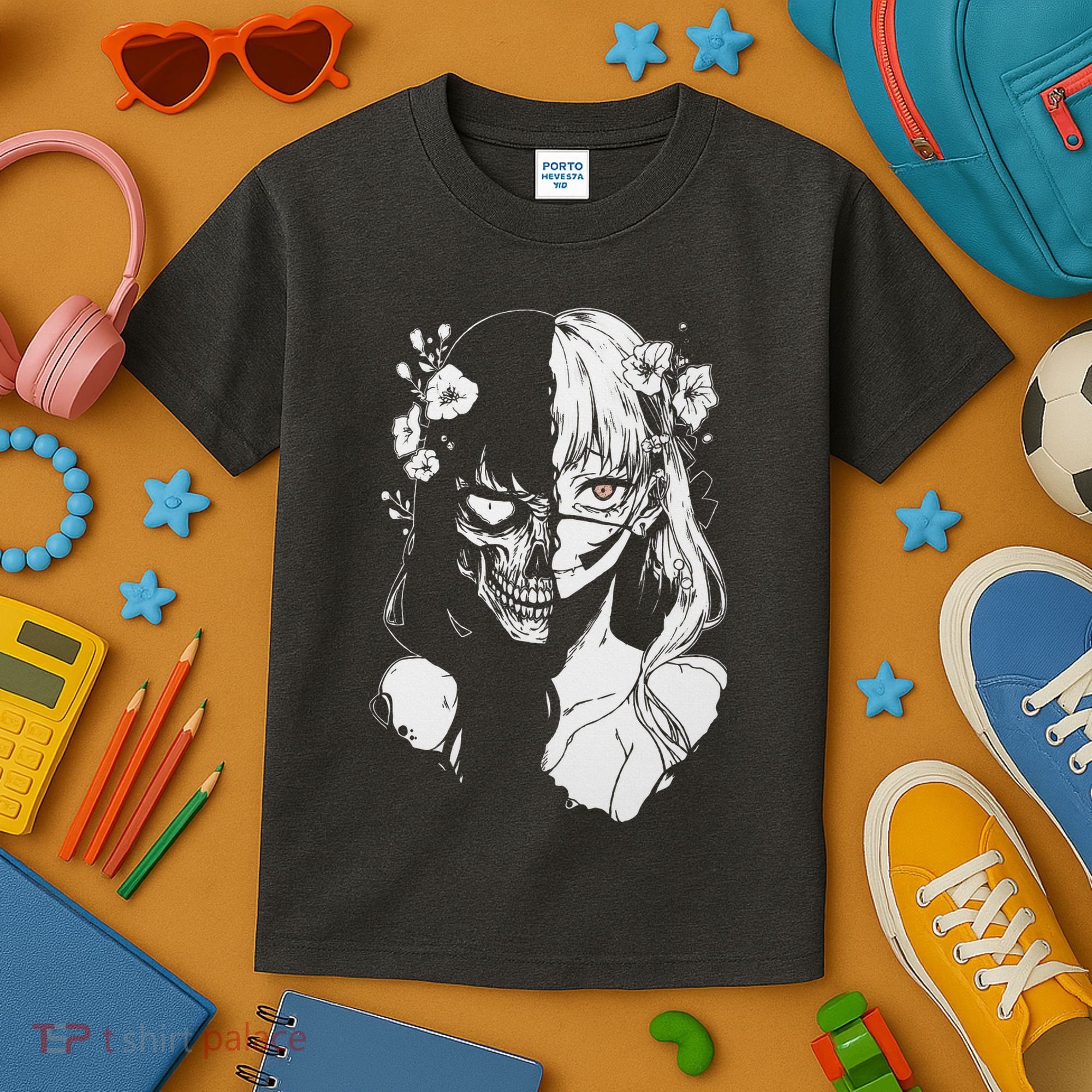 Horror Anime Manga Harajuku Gothic Grunge Aesthetic Kids T-Shirt