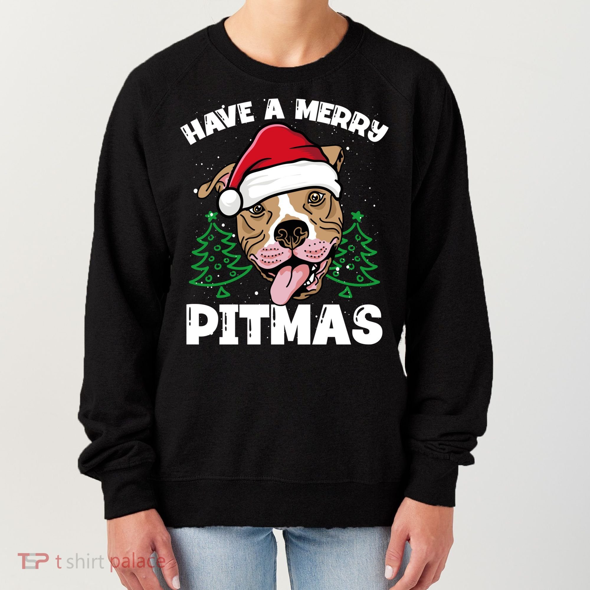 Have A Merry Pitmas Dog Owner Pitbull Dog Christmas Day Gift Women's Sweatshirt