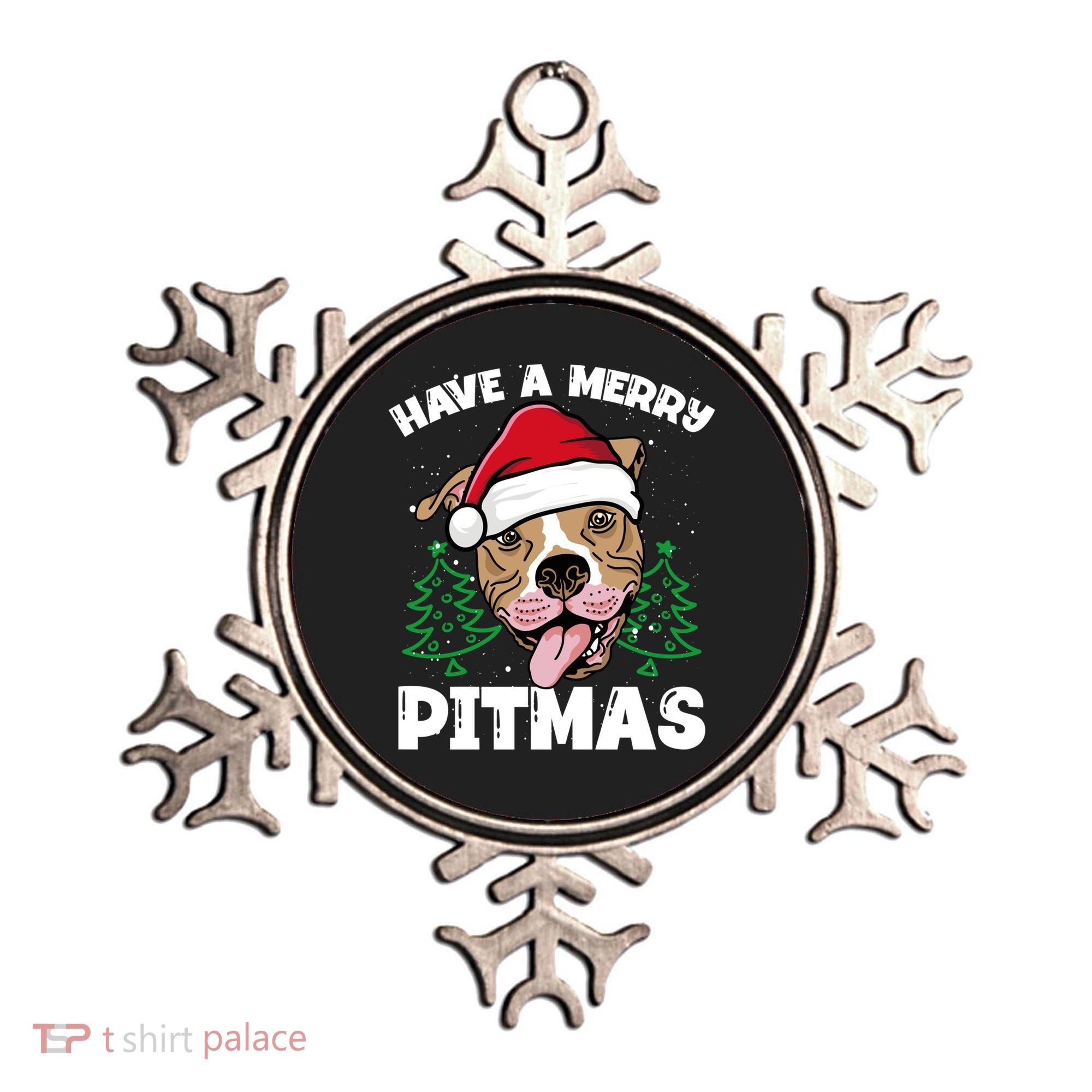 Have A Merry Pitmas Dog Owner Pitbull Dog Christmas Day Gift Ornament