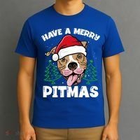 Have A Merry Pitmas Dog Owner Pitbull Dog Christmas Day Gift T-Shirt thumb 3