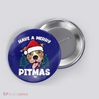 Have A Merry Pitmas Dog Owner Pitbull Dog Christmas Day Gift Button thumb 0