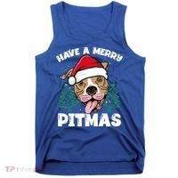Have A Merry Pitmas Dog Owner Pitbull Dog Christmas Day Gift Tank Top thumb 0