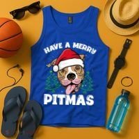 Have A Merry Pitmas Dog Owner Pitbull Dog Christmas Day Gift Tank Top thumb 4