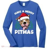 Have A Merry Pitmas Dog Owner Pitbull Dog Christmas Day Gift Women's Long Sleeve Shirt thumb 0