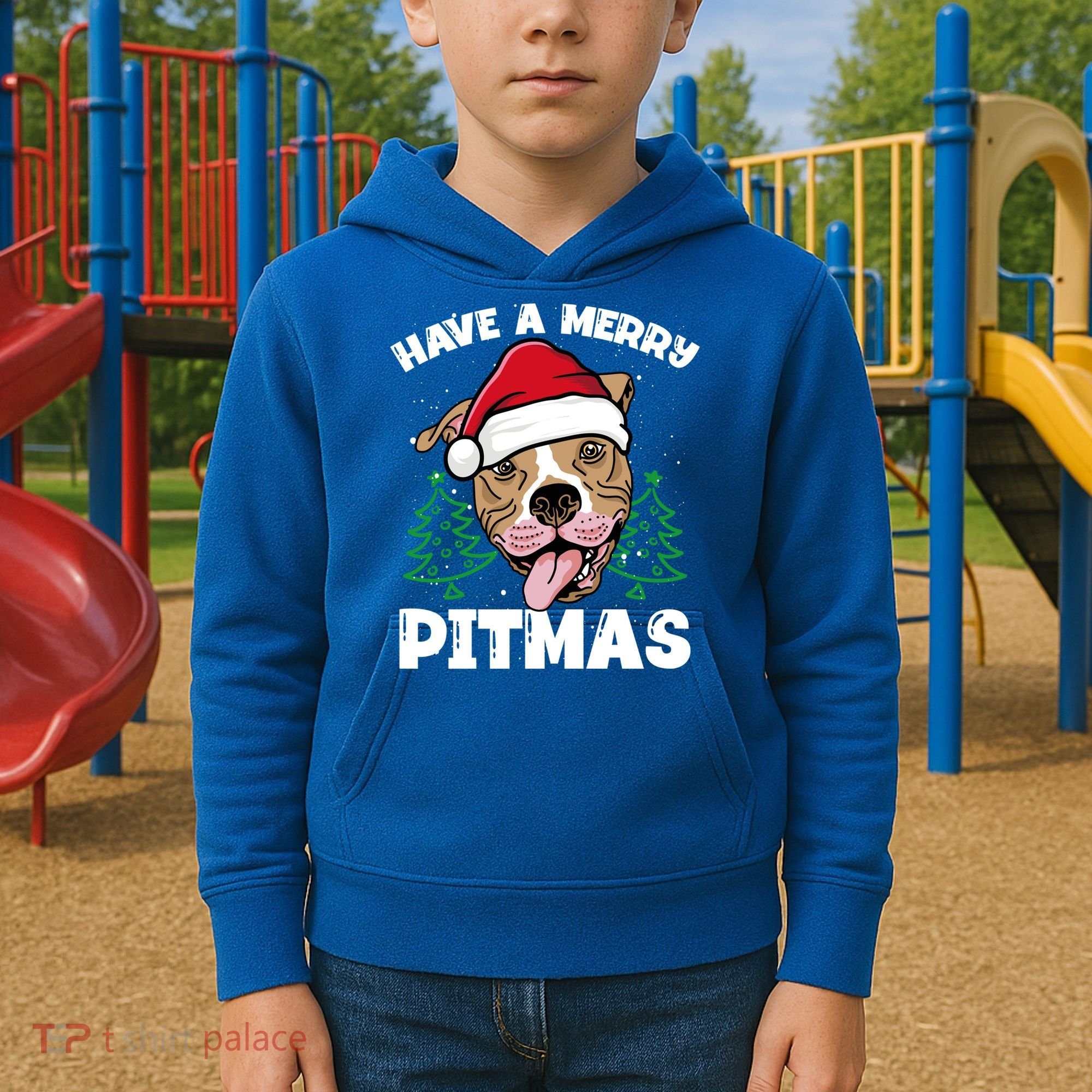 Have A Merry Pitmas Dog Owner Pitbull Dog Christmas Day Gift Kids Hoodie