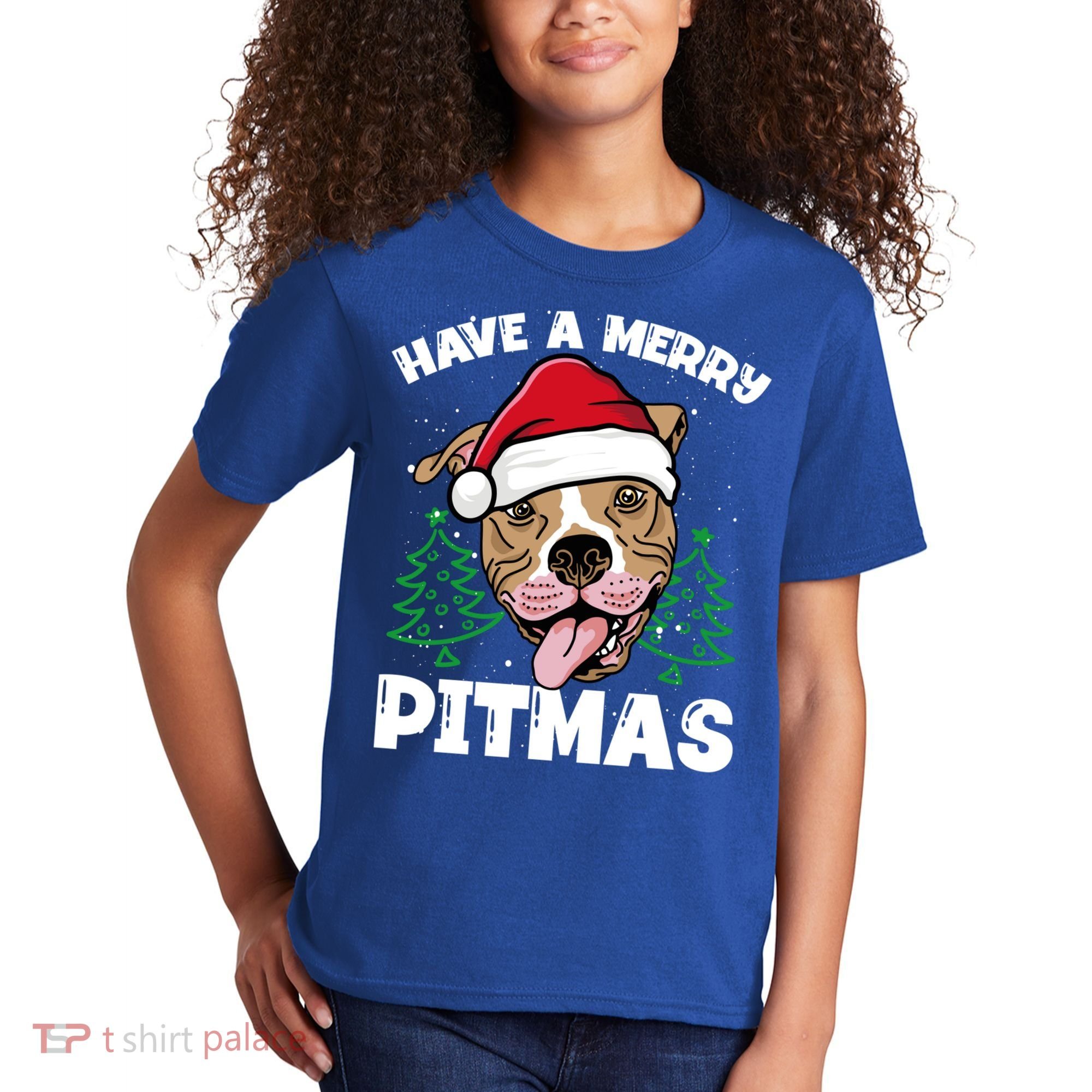 Have A Merry Pitmas Dog Owner Pitbull Dog Christmas Day Gift Kids T-Shirt