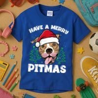 Have A Merry Pitmas Dog Owner Pitbull Dog Christmas Day Gift Kids T-Shirt thumb 3