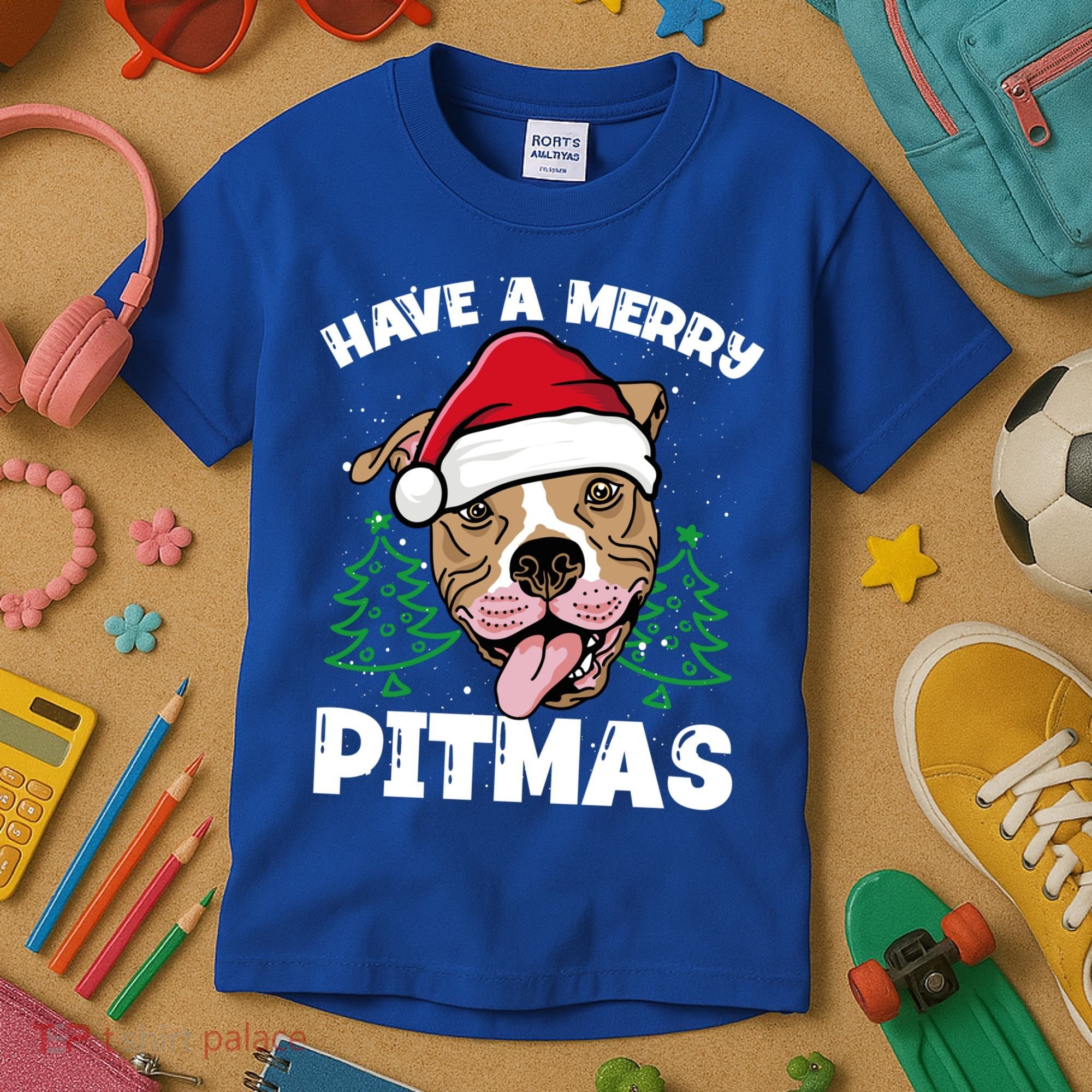 Have A Merry Pitmas Dog Owner Pitbull Dog Christmas Day Gift Kids T-Shirt