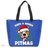 Have A Merry Pitmas Dog Owner Pitbull Dog Christmas Day Gift Tote Bag thumb 0
