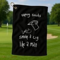 Heart Attack Man Vaping Sucks Smoke A Cig Like A Man Golf Towel thumb 1