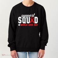 Hiv Awareness Month Support Hiv Red Ribbon Aids Awareness Long Sleeve Women's Sweatshirt thumb 0